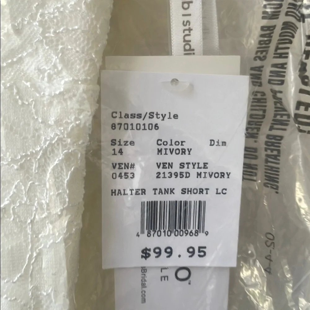 NWT David's Bridal White Lace Embellished Keyhole Sheath Halter Dress wedding - Picture 10 of 11